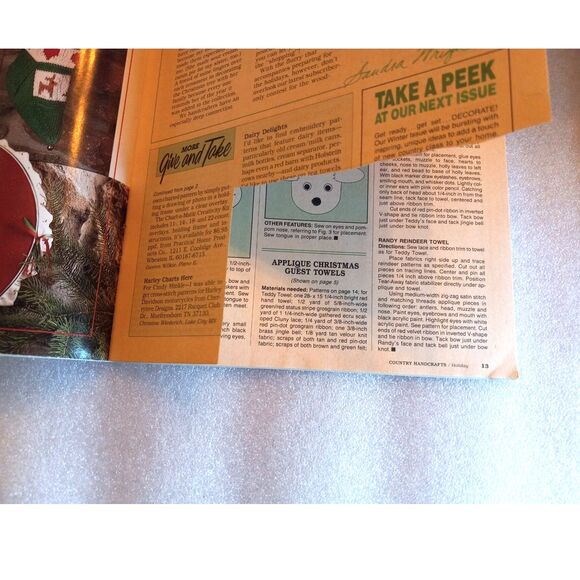 Country Handcrafts Holiday 1987 Full Size Sewing Patterns Christmas Issue - Picture 6 of 8